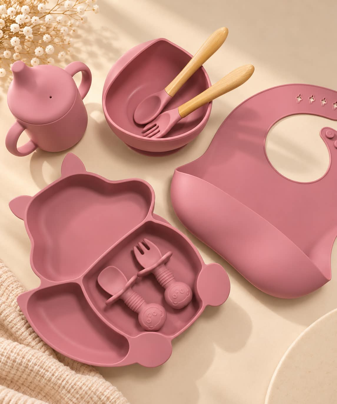 Set Repas Bébé 7 Pièces en Silicone – BPA Free